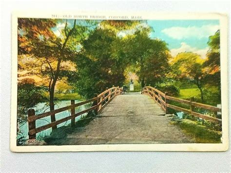 Vintage Postcard 1930 S Old North Bridge Concord MA Concord Minute Man