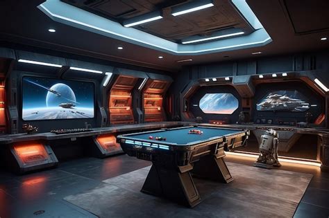 Premium Photo Star Wars Themed Gaming Room Interior Mockups With