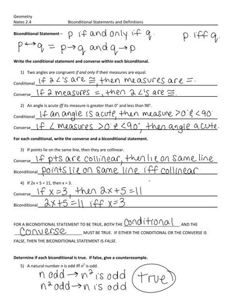 Geometry Notes 2.4 Biconditional Statements and Definitions ...