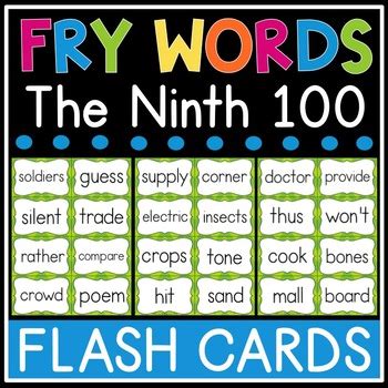 Fry Sight Word Flash Cards The Ninth High Frequency Words