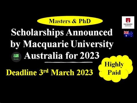 Scholarships Announced By Macquarie University Australia For Youtube