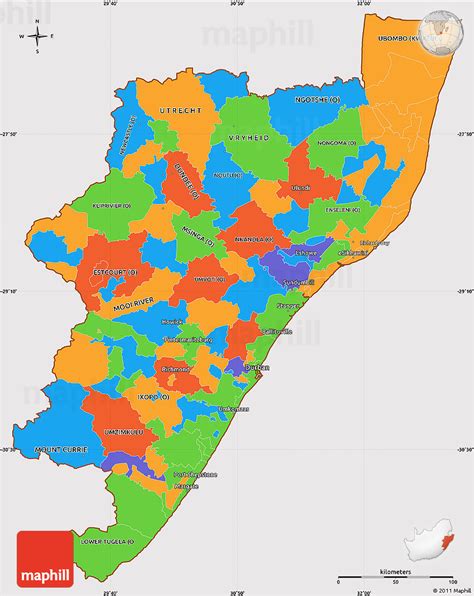 Political Simple Map Of Kwazulu Natal Cropped Outside