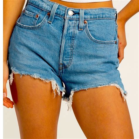 Levis 501 Original Raw Edge Denim Shorts Sz 27 Gem