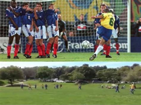 Video Futbolista Amateur Simula Gol De Tiro Libre De Roberto Carlos