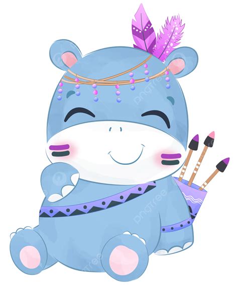 Tribal Series Cute Hippo Clip Arts, Hippo Clip Art, Hippo Illustration ...