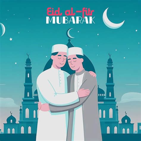 Eid Al Fitr Mubarak Plantilla De Dise O De Redes Sociales Dos Hombres