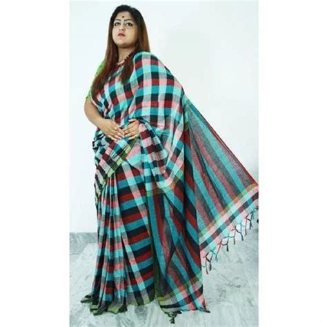 Tussar Silk Zari Border Block Printed Saree Length M At Rs