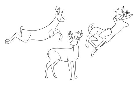 One Line art Drawing animal farm and reindeer Continuous Line Art Drawing abstract minimal ...