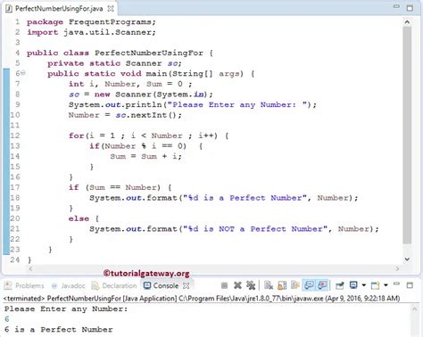 Perfect Number Program In Java