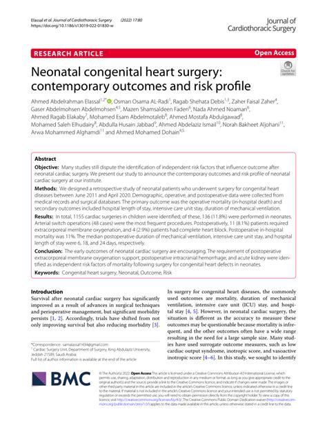 Pdf Neonatal Congenital Heart Surgery Contemporary Outcomes And Risk