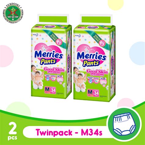 Jual Merries Pants Good Skin M 34S 2 Pcs Popok Krim Tisu Bayi