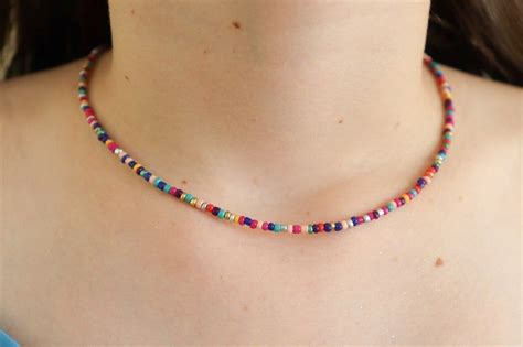 Rainbow Madness Seed Bead Necklace Etsy Seed Bead Necklace Beaded Choker Necklace