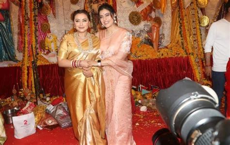 Rani Mukerji And Kajol Devgn In Traditional Sarees For Durga Puja