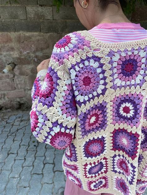 Cardigan Afgano Granny Square Cardigan All Uncinetto Cappotto Granny