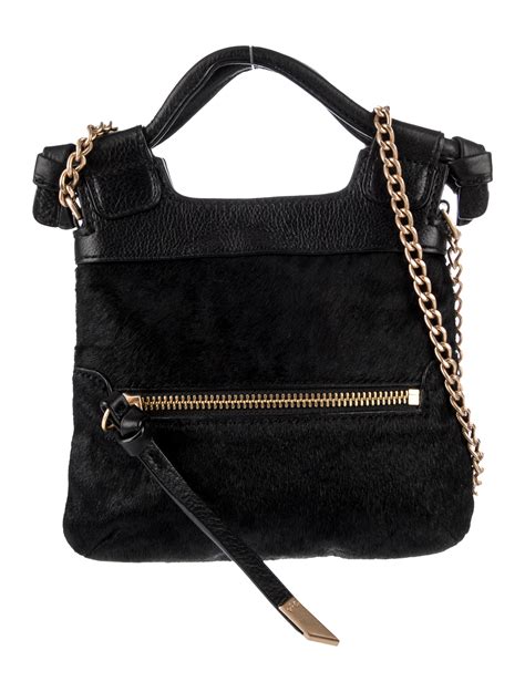 Foley Corinna Calf Hair Trimmed Leather Crossbody Black Crossbody