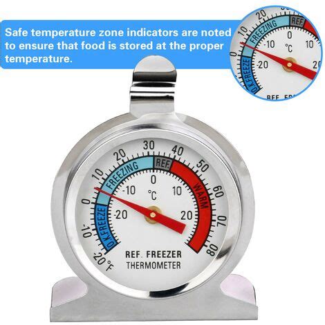 2 PCS Thermomètre Réfrigérateur Grand Cadran en Acier Inoxydable de