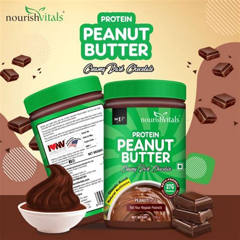 Buy NourishVitals Peanut Butter Extra Crunchy Creamy Dark Chocolate