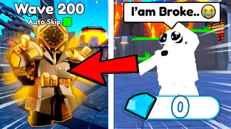 😱 I Spent All My Gems On A Golden Future Large Clockman Toilet Tower Defense Youtube