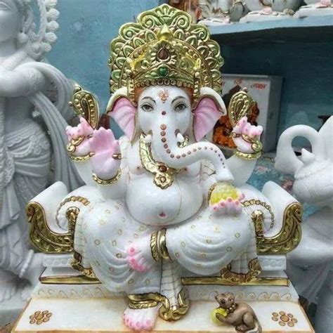 Golden Painted Ganesh Ji Marble Statue For Temple At Rs 6500 In Alwar