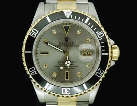 Silver serti dial steel & gold Rolex Submariner - ITEMS OF BEAUTY