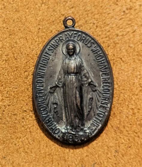 Vintage Catholic Blessed Virgin Mary Miraculous Medal Picclick Uk