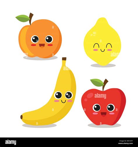 Cartoon Illustration Funny Fruits Collection Fotografías E Imágenes De