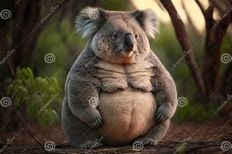 Very Fat Koala Created With Generative Ai Technology Stock