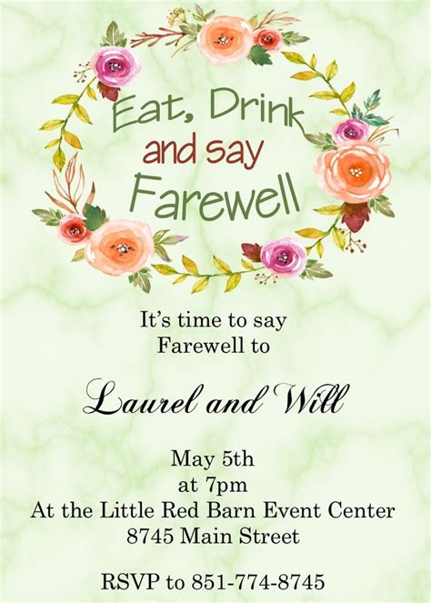 Going Away Party Invitations Flowers On Marrble Going Away Party Invitations Going Away