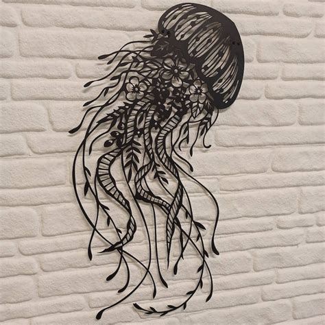 Jellyfish Metal Wall Art Marine Metal Wall Sign Holiday Etsy