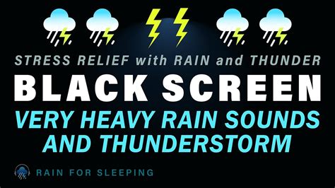 Stress Relief With Very Heavy Rain For Sleeping Black Screen Rain And