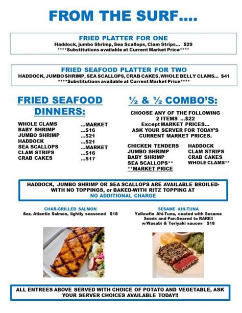 Restaurant Food Menu - Blue Bay Seafood and Steaks