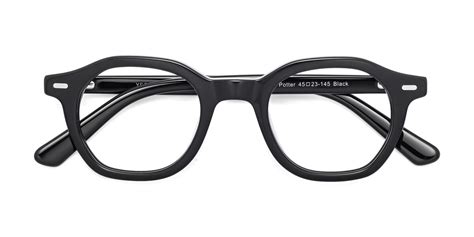 Black Geek Chic Acetate Geometric Eyeglasses Potter