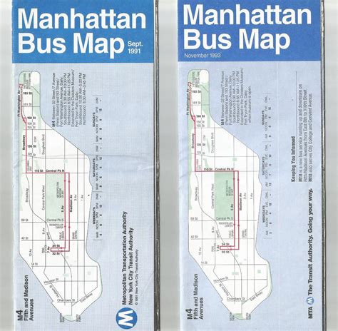 Vintage NYC MTA Manhattan Bus Map 1991 and 1993 | #1924710614