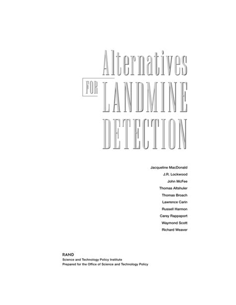 LANDMINE DETECTION Alternatives FOR