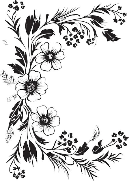 Premium Vector Chic Inked Garden Whimsy Hand Drawn Florals Vintage