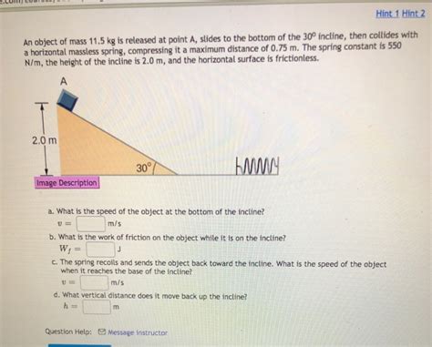 Solved An Object Of Mass 11 5 Kg Is Released At Point A Chegg