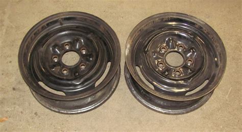 Pair 1965 65 Gm 14x5 Steel Wheels 5x475 Bolt Pattern Chevy A Body Gm