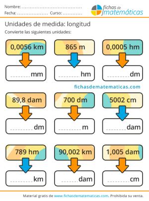 Unidades de longitud Fichas de matemáticas