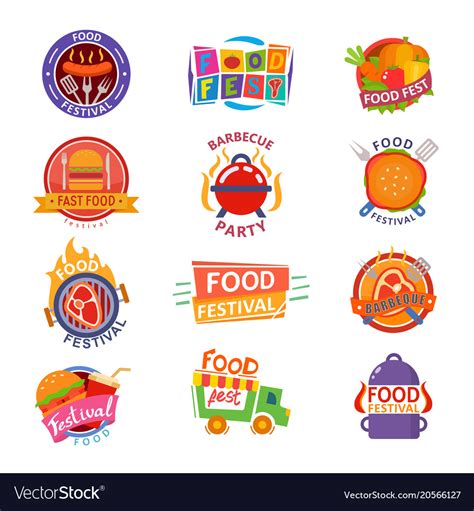 Food Festival Logo Festive Street Fastfood Vector Image