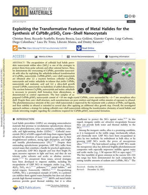 PDF Exploiting The Transformative Features Of Metal Halides For The