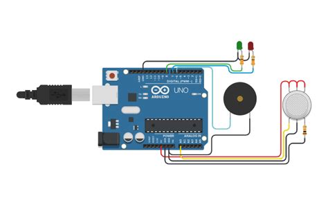 Circuit Design Gas Sensor Alert With Arduino Tinkercad