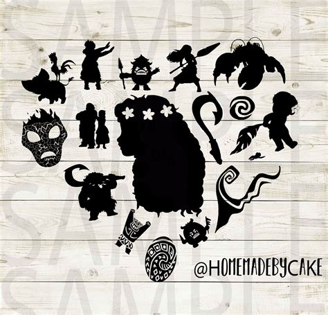 Moana Clipart Silhouette Heart Design Artwork Instant - Etsy