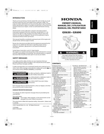 BE Honda GX690 Product Manual | Manualzz