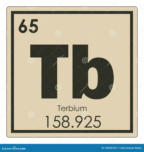 Terbium Tb Chemical Element Periodic Table Stock Image