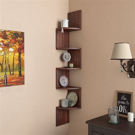 Corner Wall Shelf Zig Zag Shape With Curved Edges Tier Pack Of