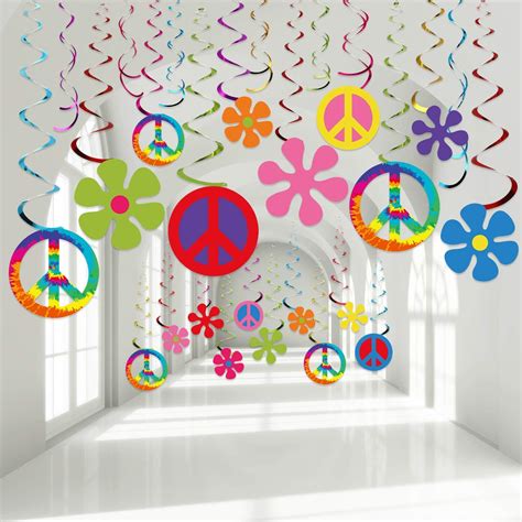 S Hippie Theme Party Foil Swirl Decorations S Groovy Party Retro