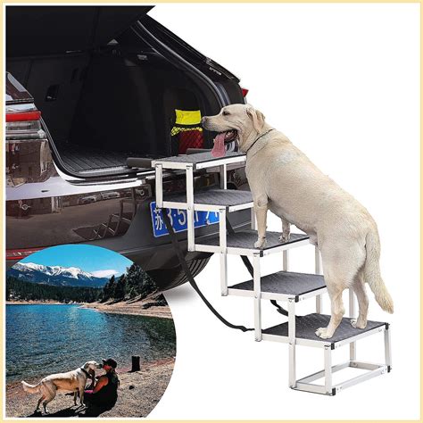 Dog Ramps for Large Dogs SUV, Max. 31 Inches High,6 Steps Dog Stairs, Aluminum Alloy Material ...