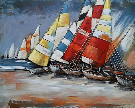 Abstract Sailboat Painting