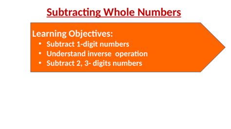 Subtracting Whole Numbers Whole Lessons Ppt 4 Worksheets And Answer Sheets Teaching Resources