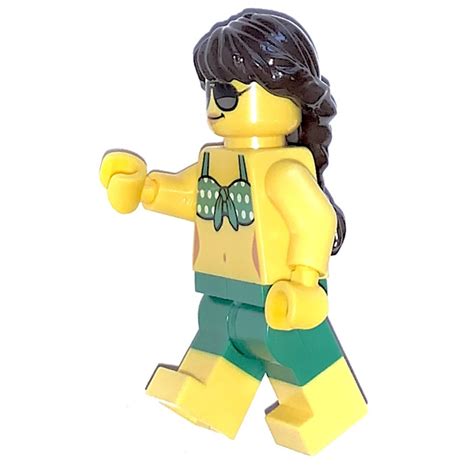 Lego Beach Person With White Dotted Green Bikini Minifigure Brick Owl